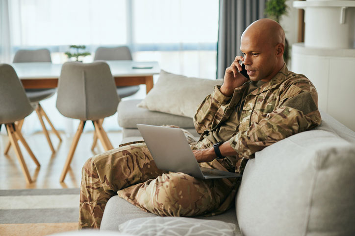 military veteran on the phone