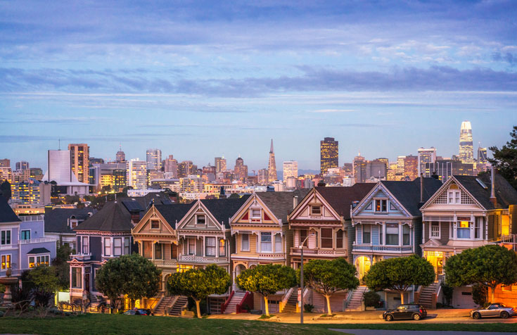 san francisco homes at dusk