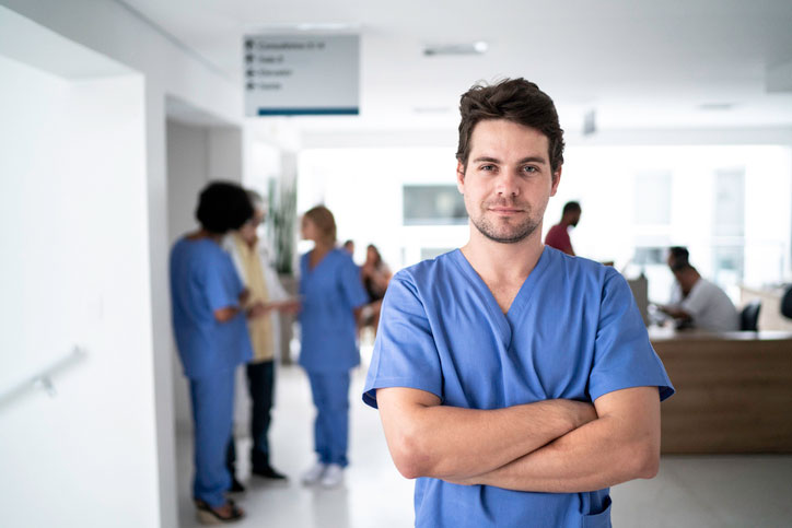 busy hallway in hospital