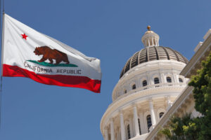 california state building and flag